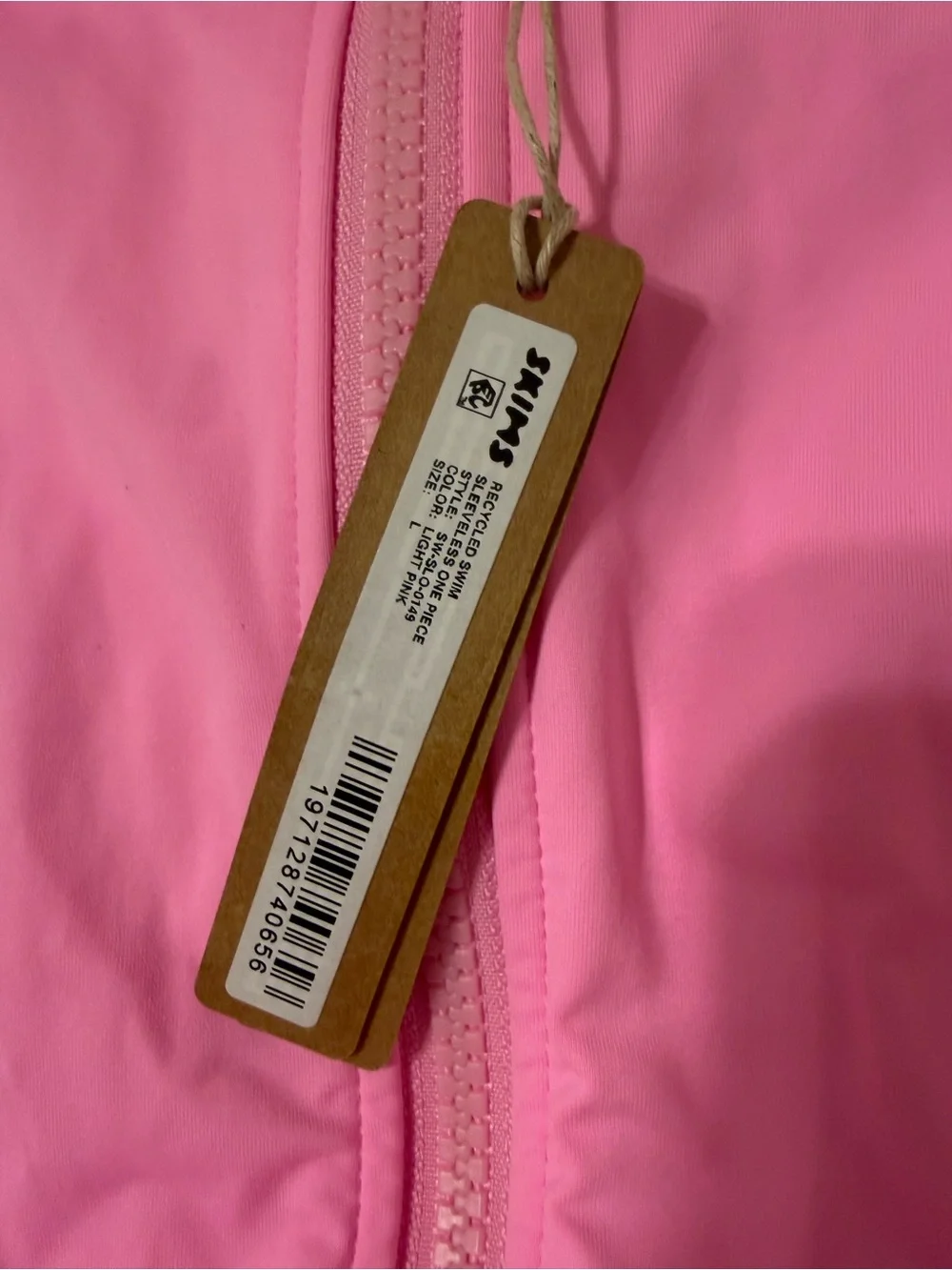 Skims Women's Pink Zip-Front One-Piece Swimsuit Light Pink size Large